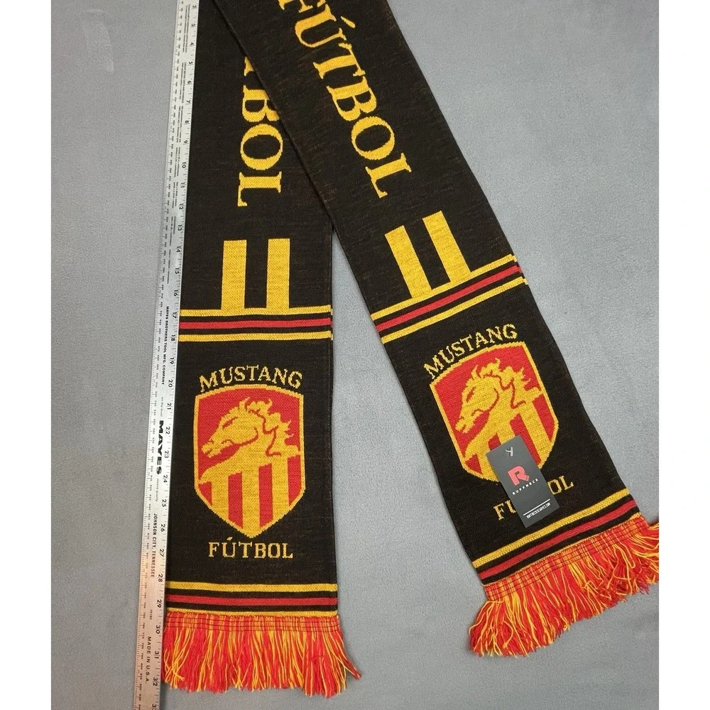 Ruffneck Scarf Mustang‎ Futbol Adult Black Yellow Long Warm Preppy Soccer Wrap